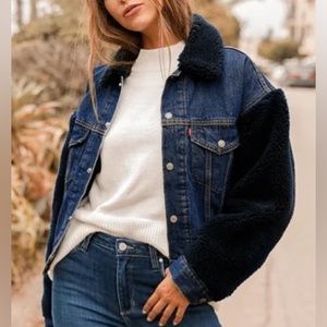 Levi’s Cocoon Shearling Trucker Dark Wash Denim Jacket